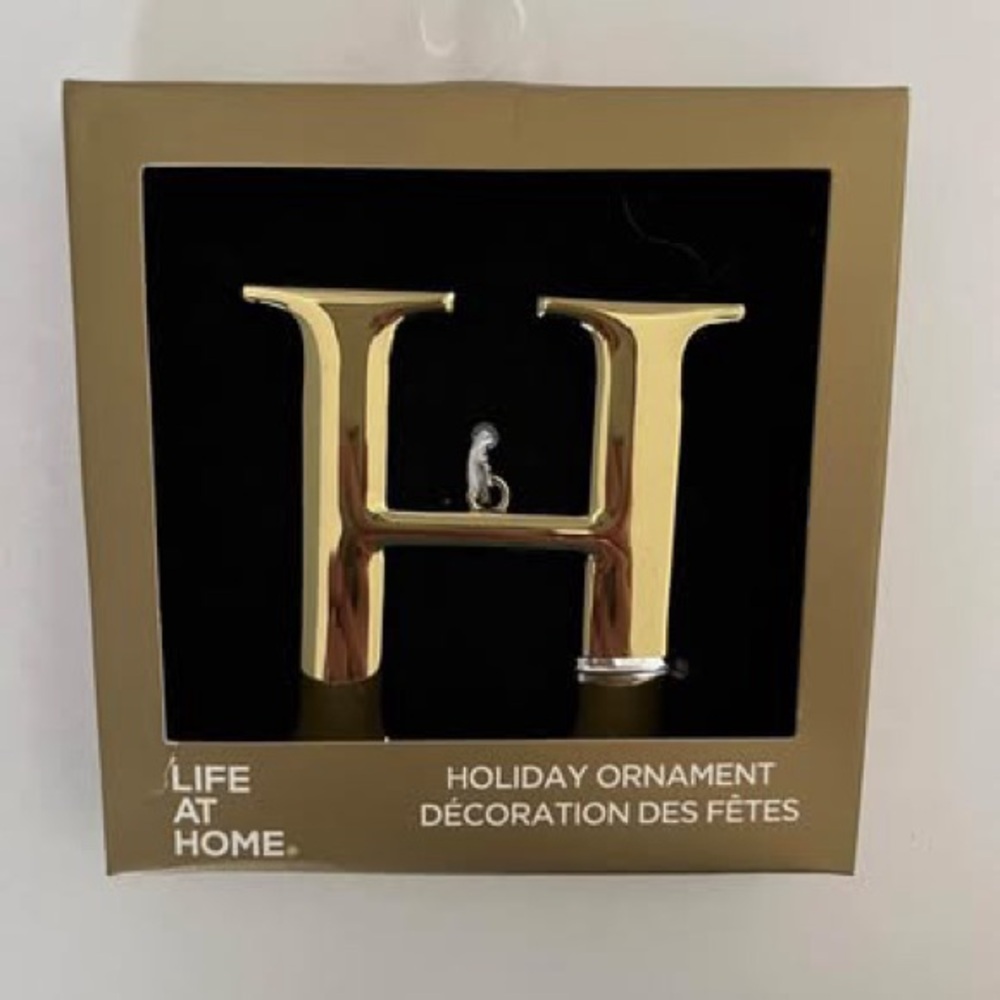 Letter H Metal Christmas Ornament